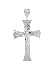 Sterling Silver Crucifix Pendant w/ Cross Patonce, 2 1/16 inch tall