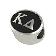 Kappa Delta Black Antique Oval Sorority Bead Charm Fits Most Pandora Style Bracelets. High Quality Bead in Stock for Fast Shipping