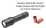 Surefire G2X-A-BK Tactical Single-Output LED Flashlight Black w/ 2 Extra Batteries