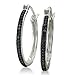 Sterling Silver Black Diamond Hoop Earrings (1/4 cttw)