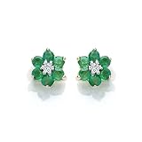 9ct Diamond And Emerald Earrings