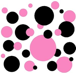 Amazon.com - Set of 130 Pink and Black Polka Dots Circles Wall Decor