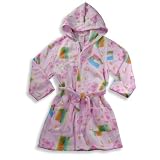 Tag Apparel - Girls Fleece Hibiscus Flower Robe, Pink