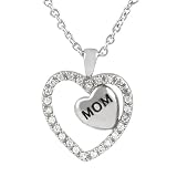 Tressa Sterling Silver Cubic Zirconia Accented Mom Heart Necklace