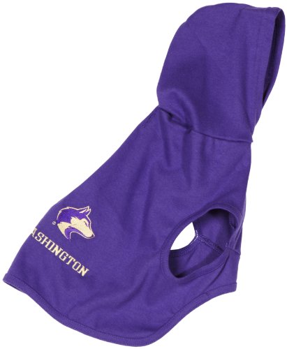 NCAA Washington Huskies Cotton Lycra Hooded Dog Shirt, Small