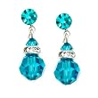 Light Blue -- Blue Indicolite -- 8mm Swarovski Crystal Drop Earrings -- Made in USA