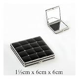 Square compact mirror Silver and Black with square pattern