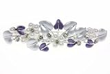 Flower Fashion Pearls with Grey/Purple leaf Hair Barrette