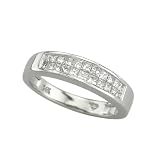 14K White Gold 1/2 ct. Two Row Princess Cut Diamond Wedding Band