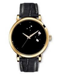 SPRAWL Aanalog Fashion Series Gold Ladies Watches of Genuine Black Leather Strap,Unique Wrist Watch for Women Girls Designed with White flowers down black background