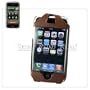 Brown Colored, Vertical, Premium Genuine Leather Apple iPhone Case Holster Cover with Leather Belt Clip and Built-in Screen Protector