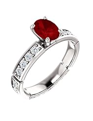 Platinum 7.00x5.00mm Oval Cut Ruby and Diamond Ring -- LIFETIME WARRANTY