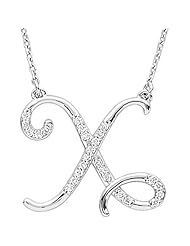 Sterling Silver Diamond Initial Necklace "X" -- LIFETIME WARRANTY