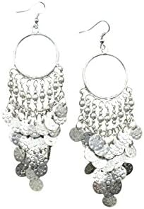 Jewelmake Wholdaia Matt Silver Finish Coin Earring