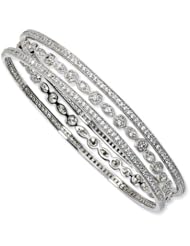 Cheryl M (tm) Sterling Silver CZ Three Bangle Set