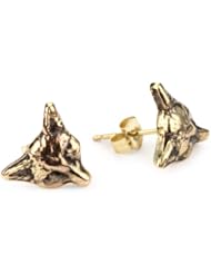 Pyrrha "talisman" 14k Yellow Gold Mini Fox Head Stud Earrings