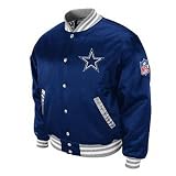NFL Dallas Cowboys Screen Satin Jacket Mitchell & Ness Throwback Blue Small SM