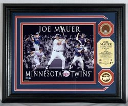 Joe Mauer "Dominance" Photo Mint w/24kt Gold Coin and Authentic Infield Dirt Coin