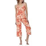 Gilligan & O'Malley® Womens Cami/Crop Pajama Set - Orange Floral&nbsp;