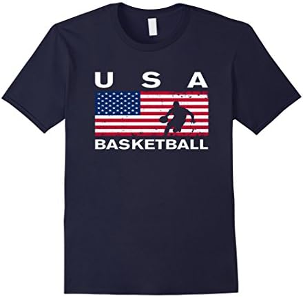 Men's Games 2016 American Flag Basketball T-Shirt  Medium Navy
