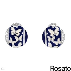 ROSATO Made in Italy Elegant Earrings With Cubic zirconia Made in Two tone Enamel and 925 Sterling silver. Total item weight 6.0g Length 14mm
