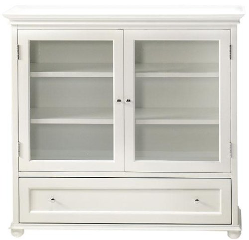Hampton Bay 42w Three - shelf Bookcase With Glass Doors, THREE SHELF, WHITE