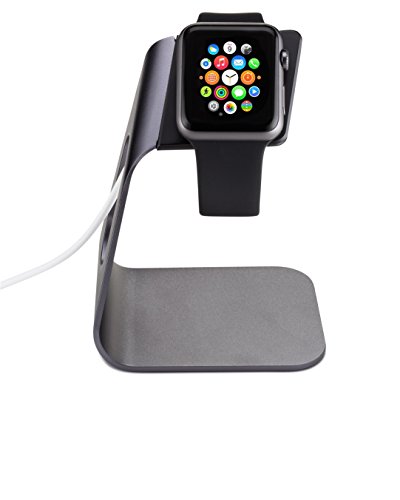COOLcessories Apple iPhone Smart Watch Charging Station - Anti Scratch TPU Stand with Cord Management and Comfortable Viewing Angle - Fits Both Watch Sizes (Gray)
