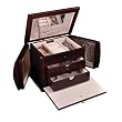 "Odessa" Mele & Co Mahogany Finish Drop Front Jewelry Box