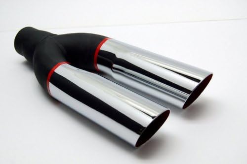 Exhaust Tip Chrome Plated Dual Outlet 2.25 Inch Inlet Resonators Wesdon Exhaust Tip