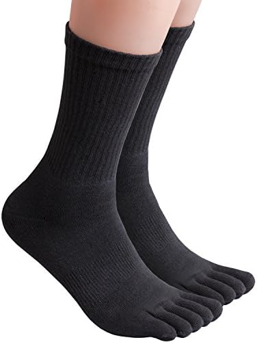 HASLRA Hiking Five Fingers Super Fleece lining Toe Socks 2 Pairs (BLACK)M (Shoe Size 6 - 9)