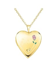 Sterling silver and 14k gold Heart Shaped Locket w/ Rose "Mom" Necklace