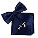 EBC1E01 Multicolored Soild Silk Pre-tied Bowtie Cufflinks Handky Set By Epoint