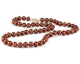 7-7.5mm Natural Freshwater Chocolate Pearl Necklace with 14K Gold Clasp