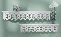 2PC DISTRESSED WHITE WOOD CARVED WALL SHELVES SHELF SET