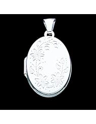 Sterling Silver Floral Oval Locket
