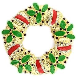 Gold plated Brooch with CZ - Christmas