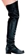 1 Inch Heel (Men's) Black Pig Leather Thigh High Boots Theatre Costumes Boots