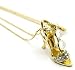 SEXY Ladies High Heel Shoe Charm Necklace with Crystals Gold Tone