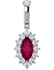 Platinum 8.00x4.00mm Marquise Cut Rhodolite Garnet and Diamond Pendant -- LIFETIME WARRANTY