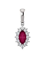 18K White Gold 8.00x4.00mm Marquise Cut Rhodolite Garnet and Diamond Pendant -- LIFETIME WARRANTY