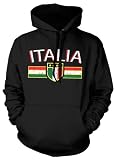 (Cybertela) Italia Flag Coat of Arms Sweatshirt Hoodie Country Pride Hoody (Black, Medium)