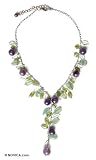 Amethyst and peridot necklace, 'Jungle Grapes' 0.4 W 15.8 L