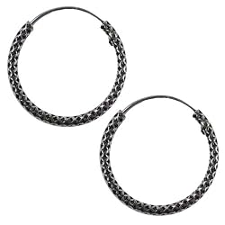 14mm Bali Hoop Earrings Sterling Silver