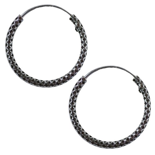 14mm Bali Hoop Earrings Sterling Silver