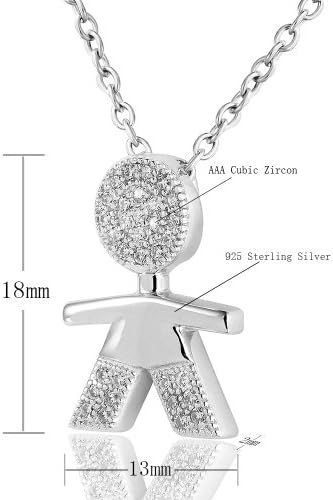 Dormith 925 Sterling Silver White Cute Boy Shape Pendant Necklace 18"