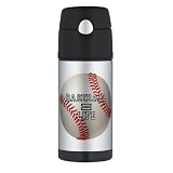 Thermos Travel Water Bottle Baseball Equals Life