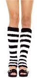 Fuzzy Striped Leg Warmers in Black/White in One Size