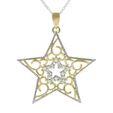 Tressa Sterling Silver Goldtone Star with CZ Accent Necklace