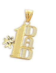# 1 DAD Charm 14k Yellow Gold Fathers Day Pendant 1 "