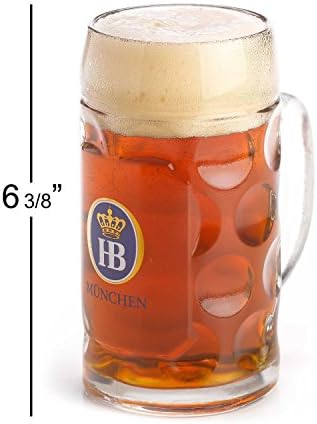 1 X 0.5 Liter HB Hofbrauhaus Munchen Dimpled Glass Beer Stein - 6 Pack